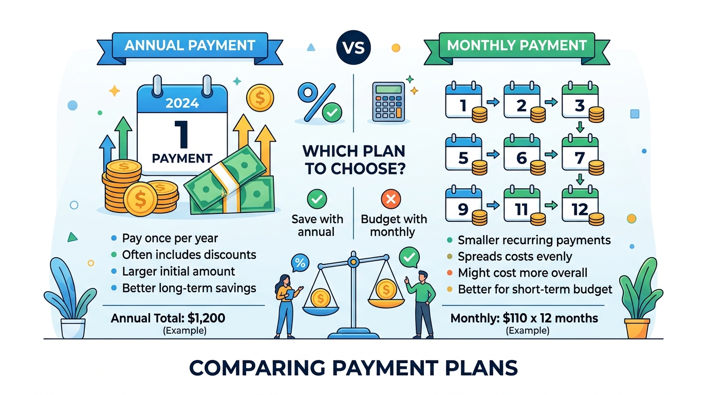 年払いと月払いのコスト比較イメージ