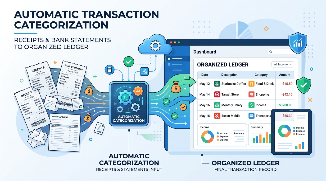 自動仕訳と取引分類の設定イメージ