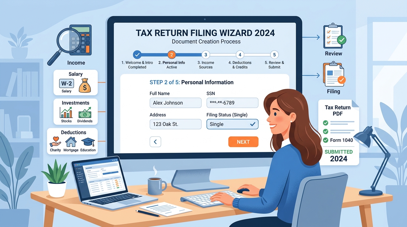 確定申告書の自動作成プロセスイメージ